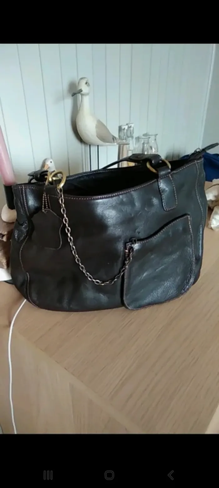 Sac en cuir brun