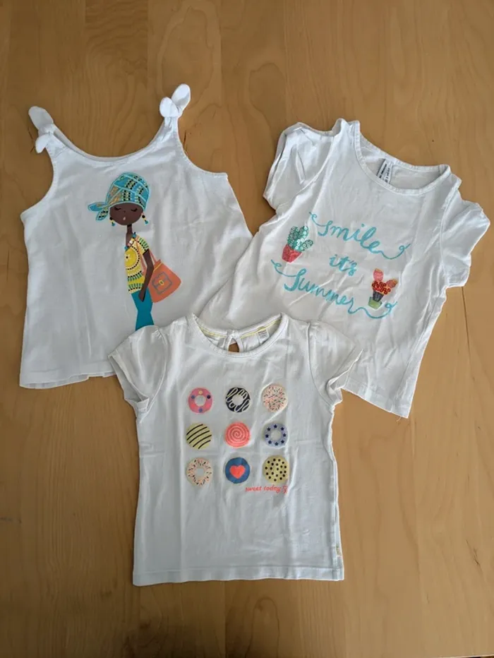 Lot de 3 tee shirts blanc taille 3 ans marque diverses