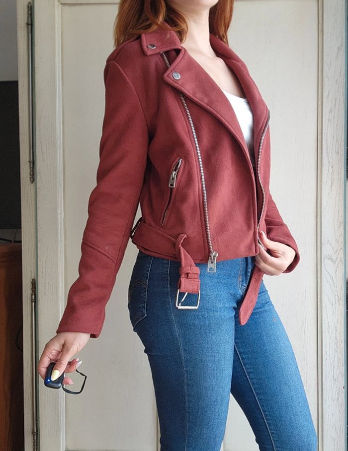 Perfecto suedine ocre ceinture Jennyfer - photo numéro 3