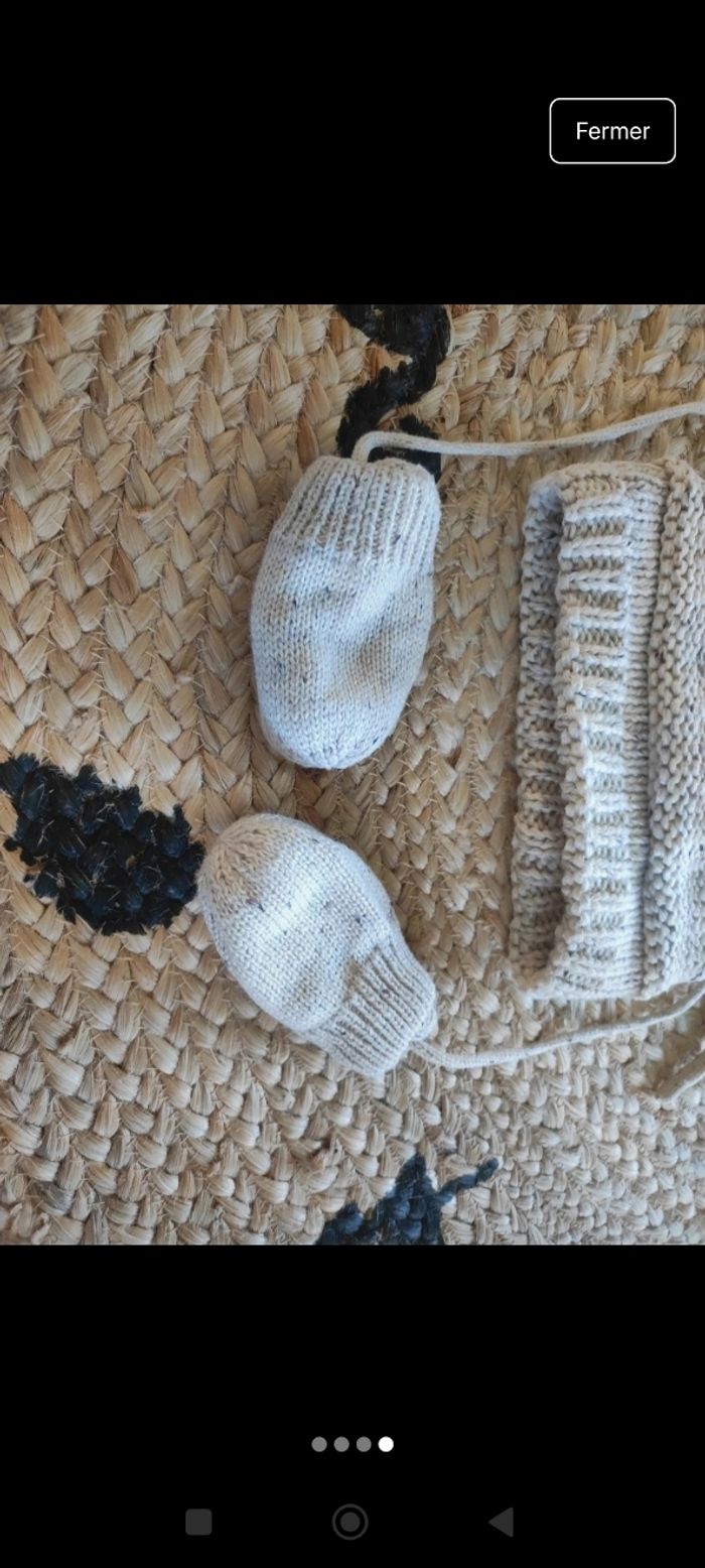 Ensemble bonnet cache cou et moufle - photo numéro 4