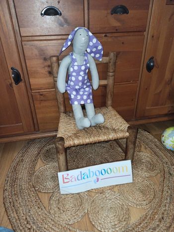 peluche lapin fait main tissu BE