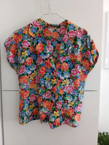 Blouse vintage fleurs multicolores taille 36