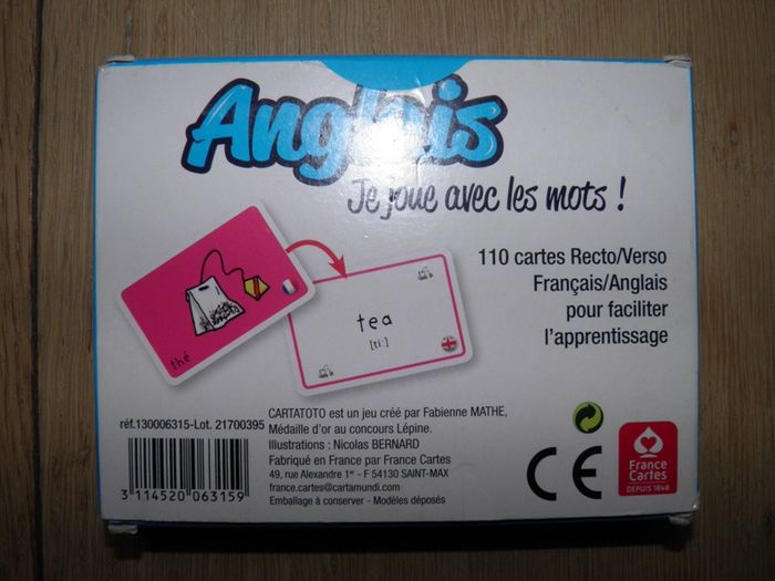 Jeu Je découvre les mots anglais / Cartatoto TBE - photo numéro 3