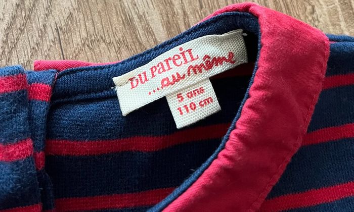 Robe manches courtes bleu marine et rouge Du Pareil au Même, fille, 5 ans (110cm) - photo numéro 3