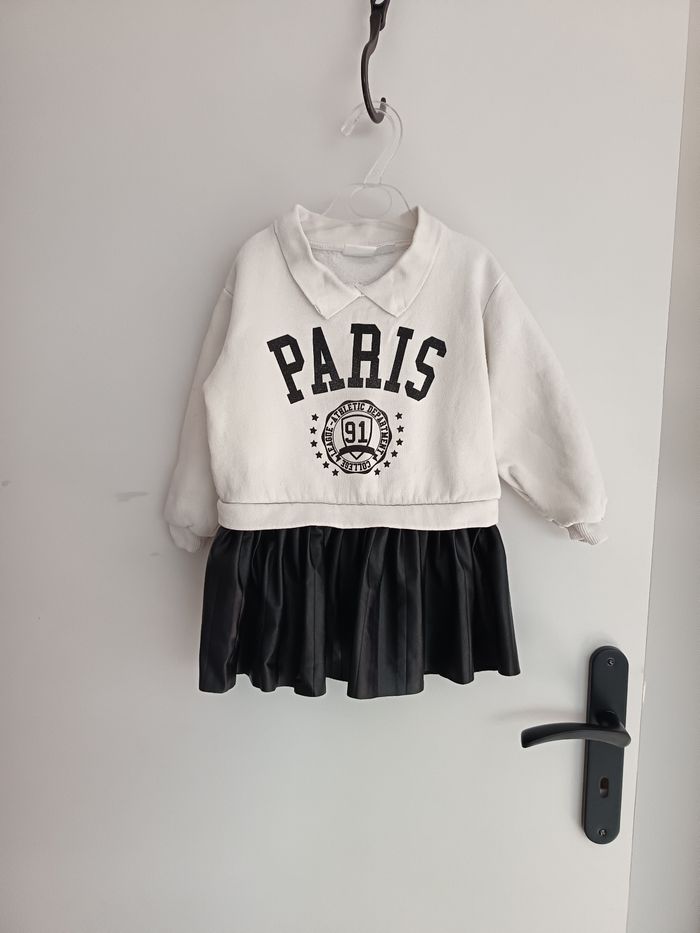 Robe col Zara 18/24 mois Paris bi-matière - photo numéro 4