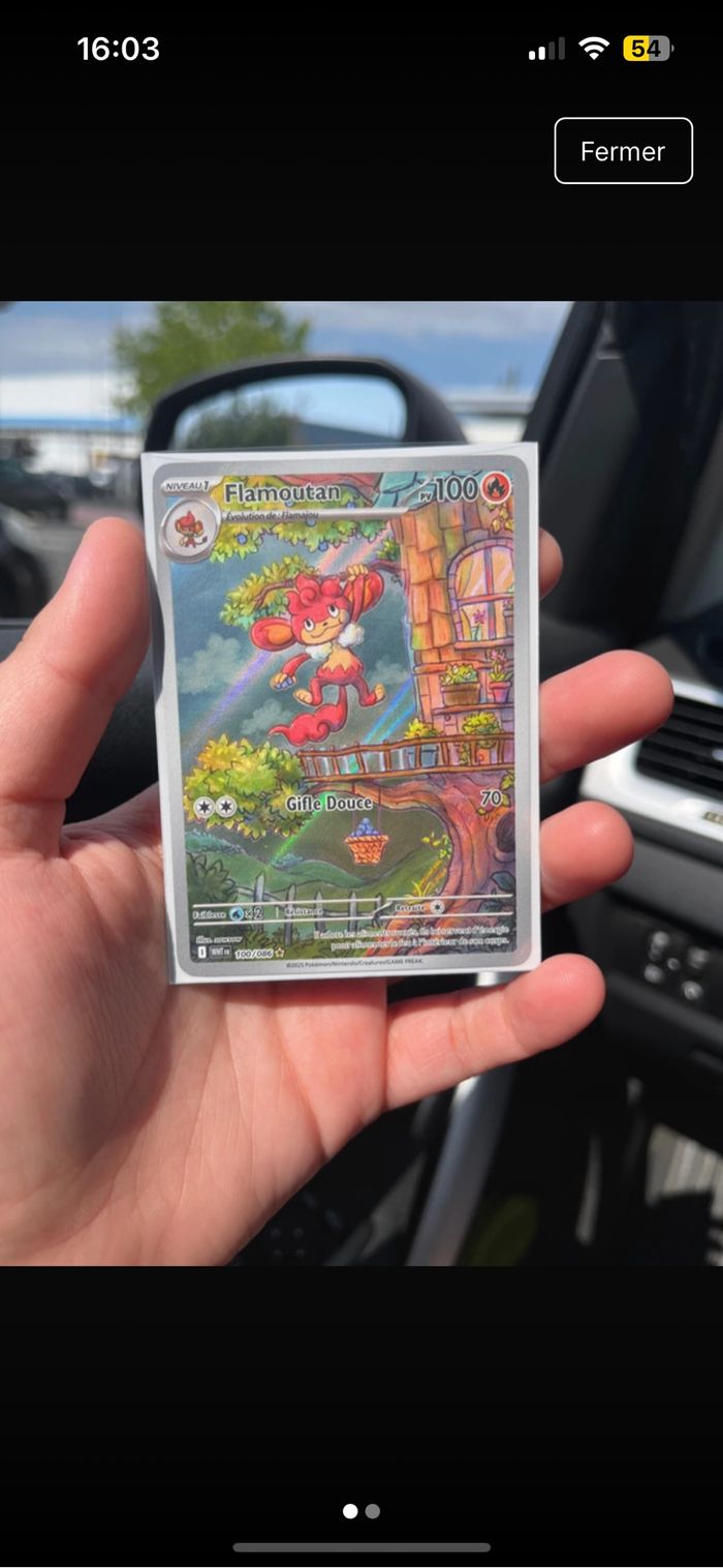 Carte Pokémon flamoutan AR 100/086 flamme blanche foudre  noire ev10.5