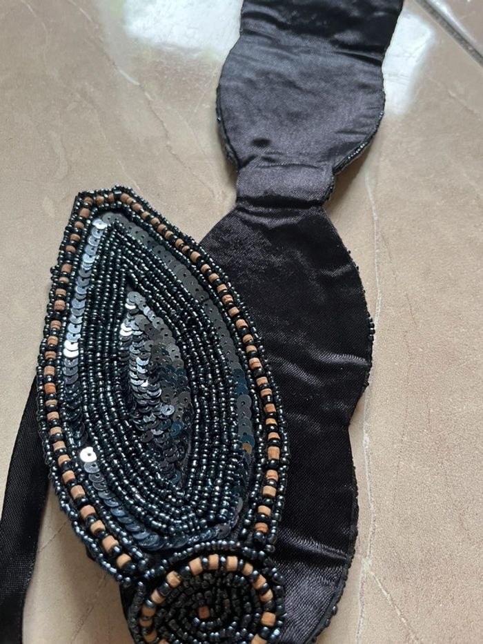 Ceinture perles fantaisie noir bleu - photo numéro 2
