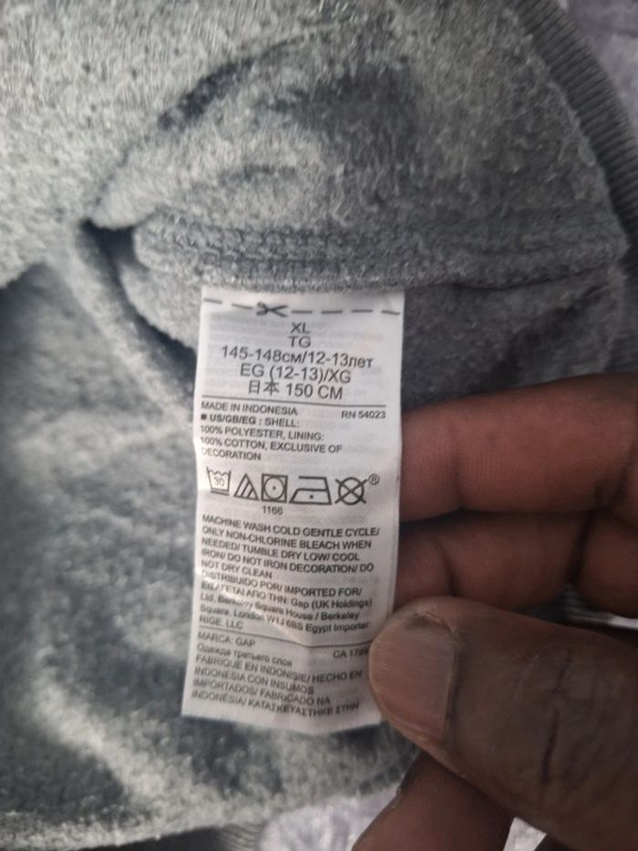 sweat a capuche / Hoodie - taille enfant 10/12 ans - gris / brodé 253 - photo numéro 9