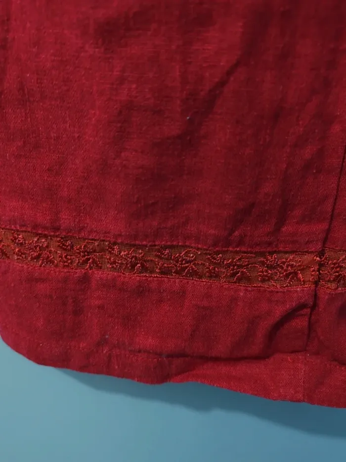 Pantalon rouge taille basse M été – lin & coton, léger et stylé 🌞 - photo numéro 2