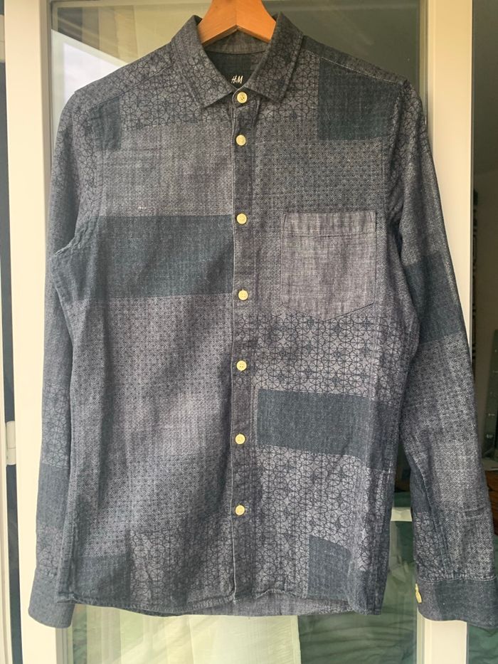 Chemise H&M bleu gris à motif - photo numéro 4