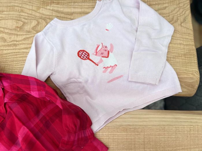 Ensemble lot Jacadi pull et blouse chemise col même thème 36 mois 3 ans - photo numéro 3