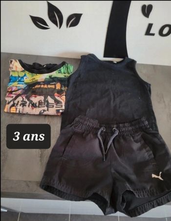 1 short puma +1 t-shirt airness +1 debardeur