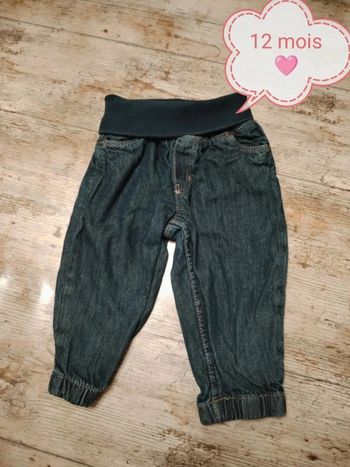 Joli pantalon sarouel en jeans fille 12 mois