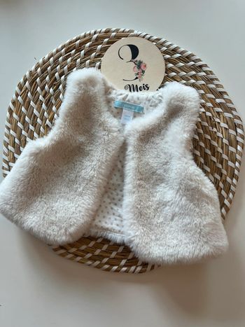 Gilet fourrure sans manches fille blanc - Obaibi - 3 mois