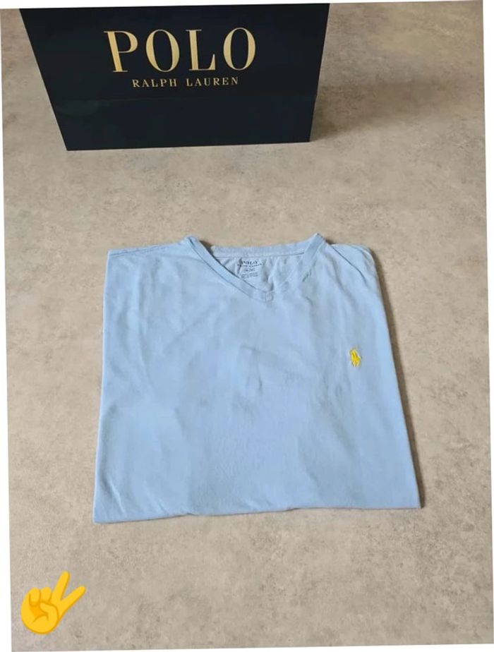 T-shirt Ralph Lauren M coupe col rond bleu Homme Men tee6b