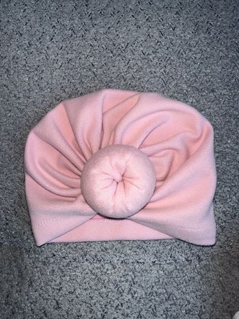 Bonnet / bandeau / turban de tête velours donuts rose