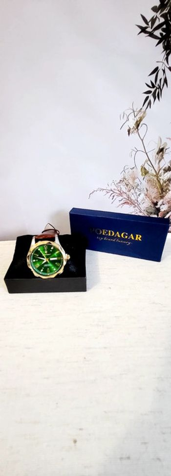 Montre homme Poedagar – cadran vert & bracelet cuir