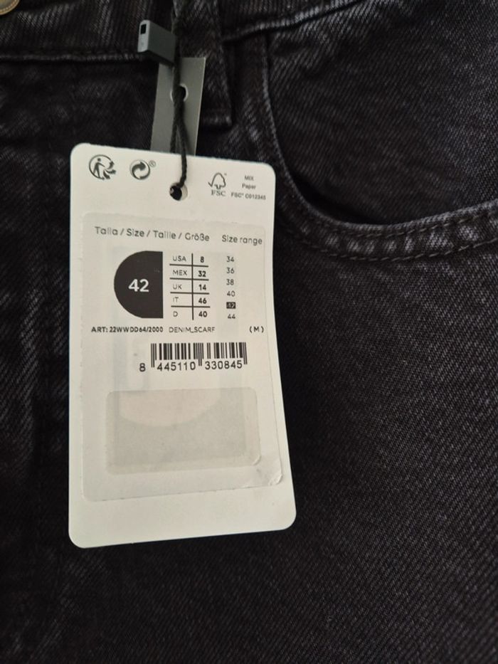 Jean straight cropped noir taille haute desigual taille 42 - photo numéro 4