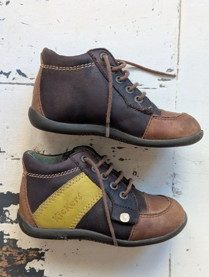 Chaussures montantes cuir marron Kickers – Taille 24 - photo numéro 2