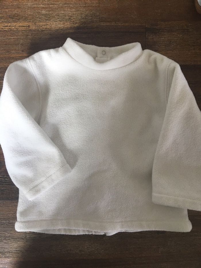 Petit pull polaire blanc mixte/kitchoune/12m