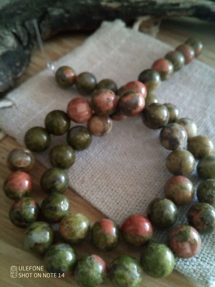 Lot de perles naturelles d'unakite - photo numéro 2