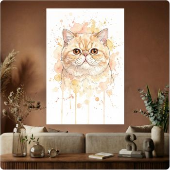 Affiche artistique “Chat roux persan” aquarelle poster décoration murale A3 Sans cadre