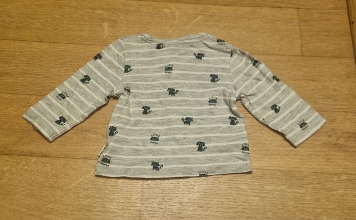 t-shirt manches longues garçon gris à rayure kiabi taille 3 mois - photo numéro 3