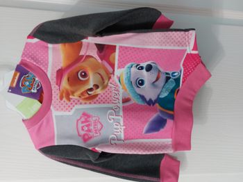 pull pat patrouille rose et gris 2 ans