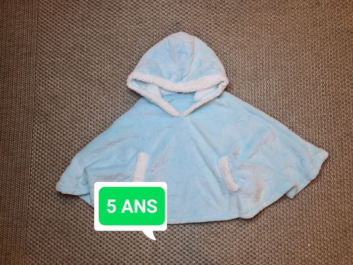Poncho robe de chambre turquoise fille - 5 ans