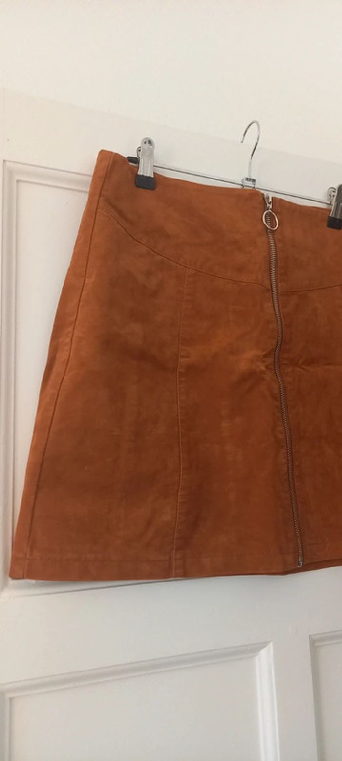 Jupe pimkie à fermeture éclair brune effet daim, suédine 40 - photo numéro 4