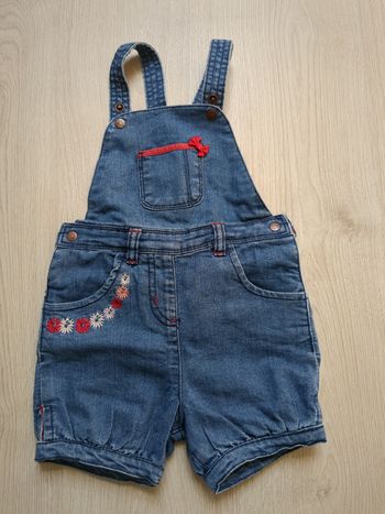 Salopette courte jeans baby girl Orchestra 23 mois