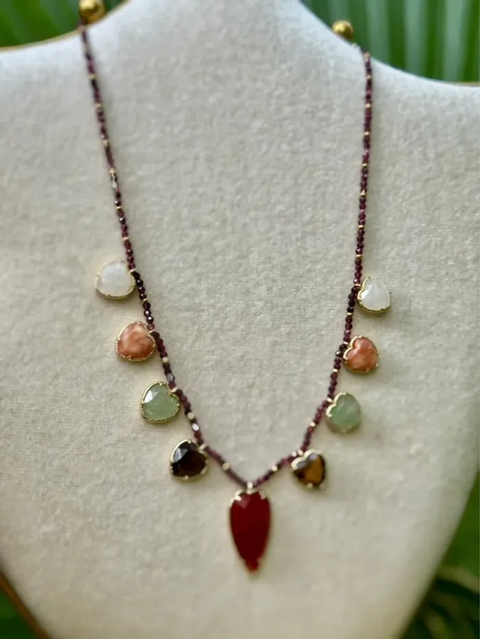 Sublime collier perles et pierres naturelles en forme de cœur habaha Paris - photo numéro 6