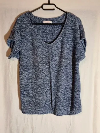 Pull manches courtes col V Camaïeu