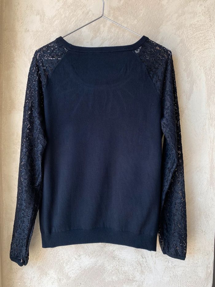 Joli Pull noir manches dentelle Promod M - photo numéro 7