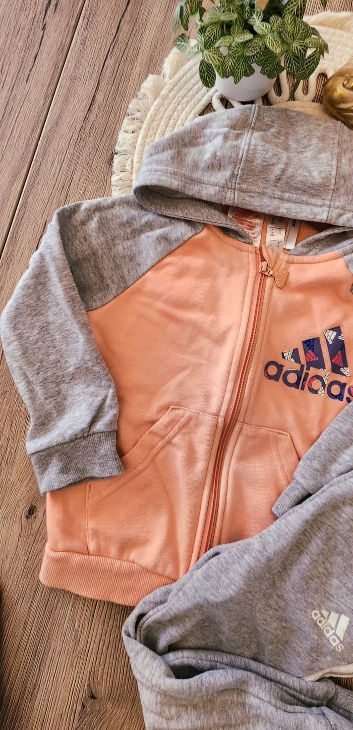 Ensemble Fille 18/24mois Adidas Gris Abricot - photo numéro 2