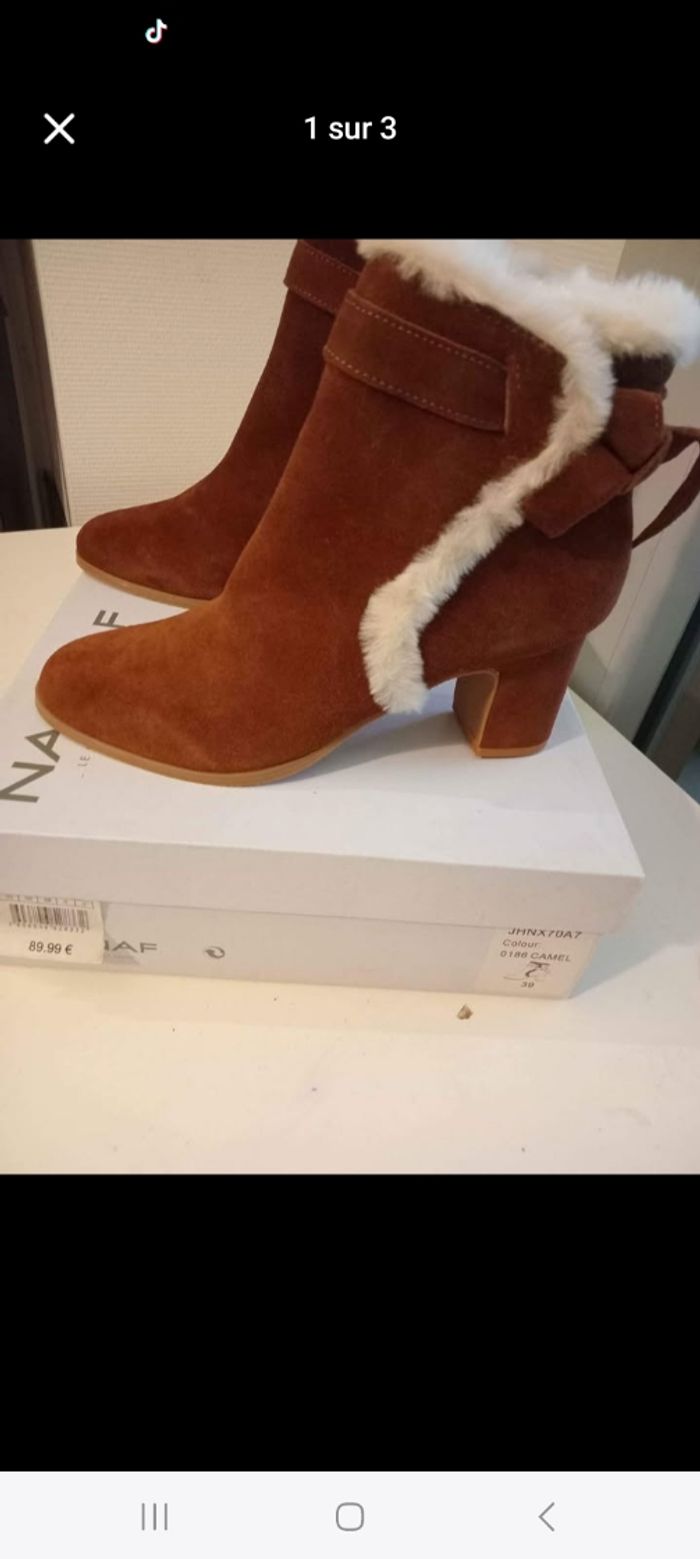 Bottines cuir suedé p39 naf naf neuf