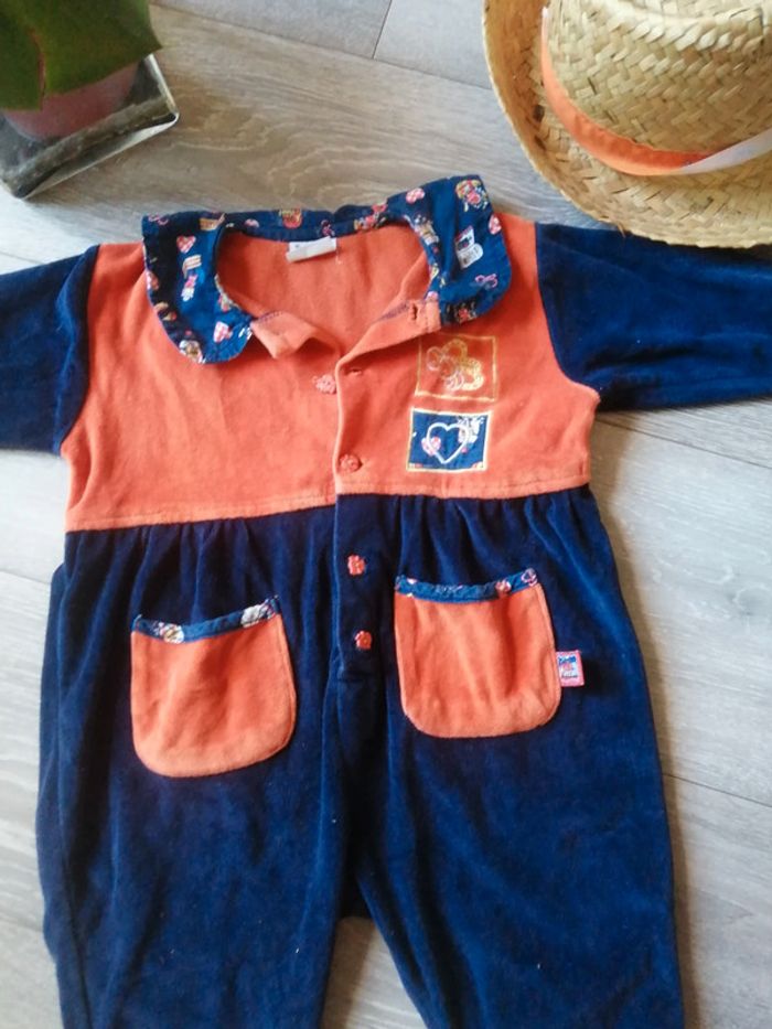 🌸Combinaison sans pied marine/orange Taille 12 mois mixte "DPAM" - photo numéro 3
