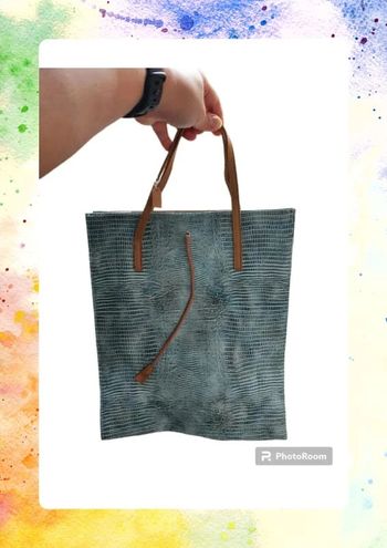 Sac bleu turquoise marron vintage