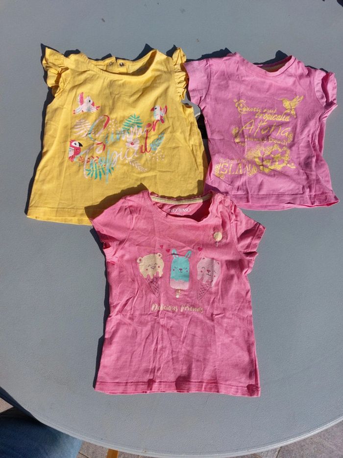 Lot 3 t-shirts rose jaune