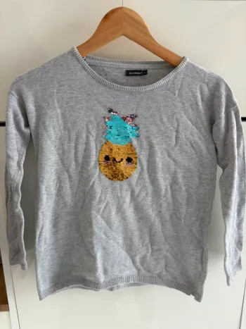 Pull gris fille 10 ans