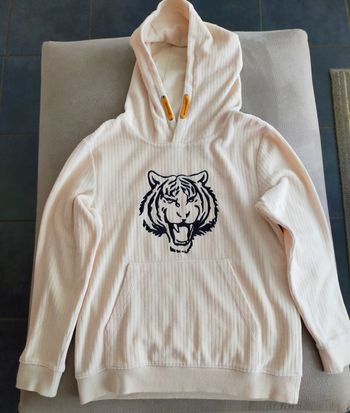 Sweat à capuche garçon 10ans en velours côtelé crème  ORCHESTRA