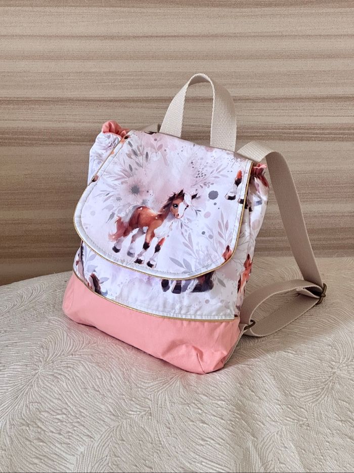 Sac à dos maternelle cheval rose saumon