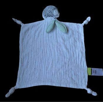 ❤️Doudou plat lange mouchoir blanc hérisson
