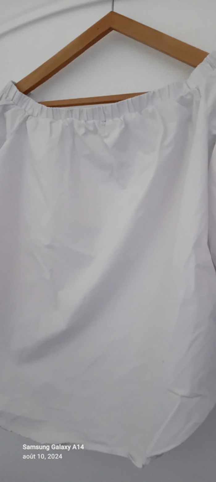 Blouse col elastique manches à nouer blanche femme M justfab - photo numéro 5