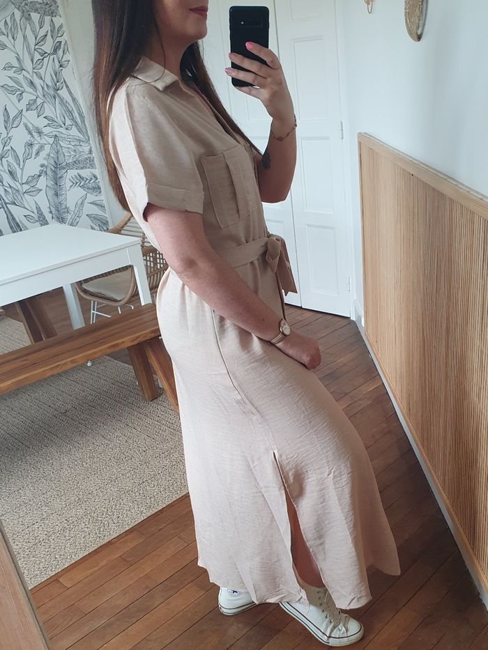 Robe longue Seychelles beige effet lin Taille S/M - photo numéro 4