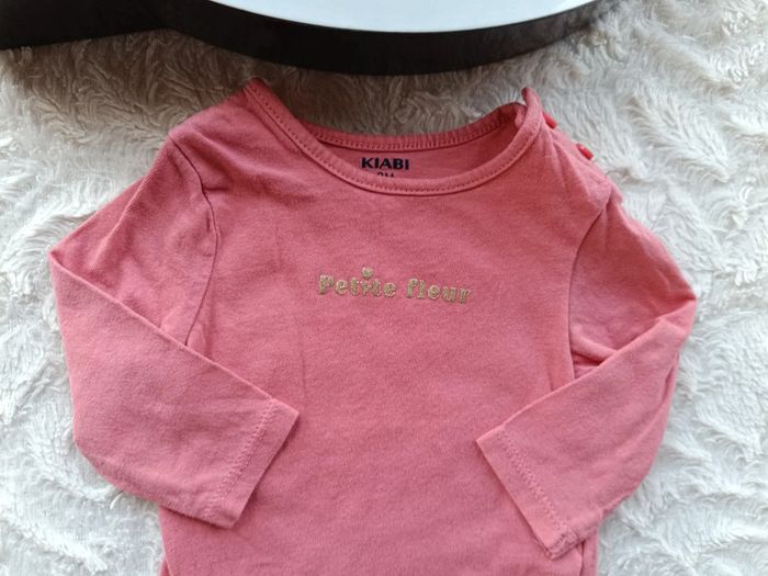 Tee shirt chemise manches longues Fille 3 mois Petite fleur Kiabi 100% coton - photo numéro 3