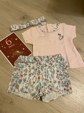 Ensemble short et t-shirt et bandeau assorti carrément beau 6 mois