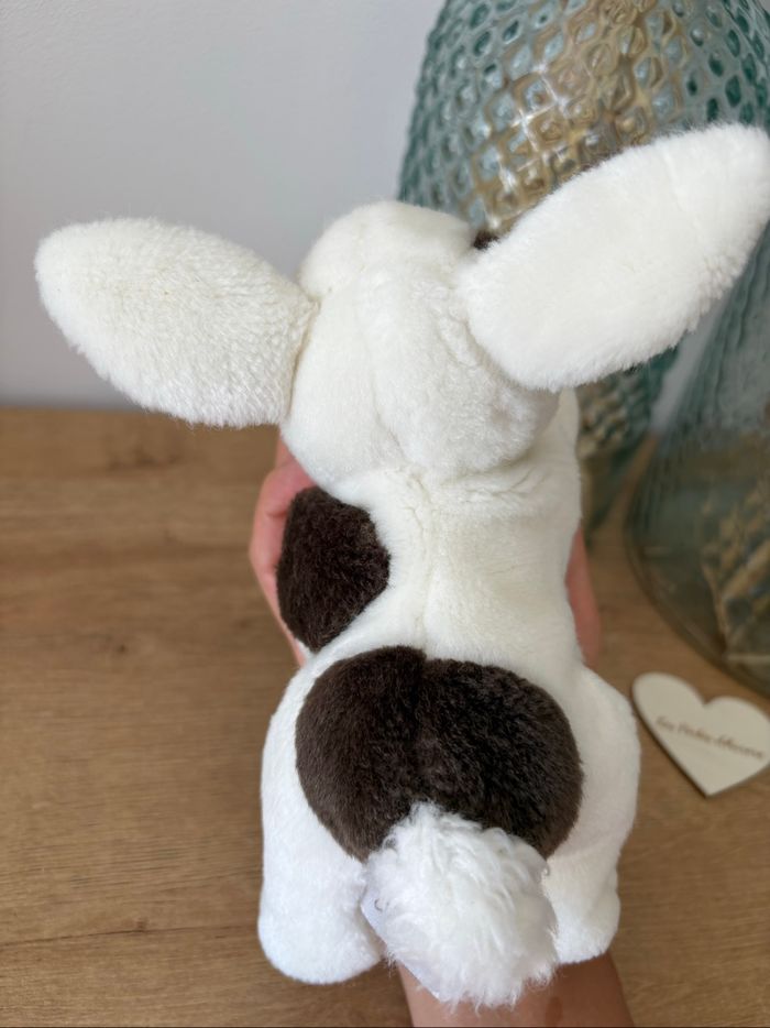 Peluche doudou lapin blanc marron - photo numéro 9