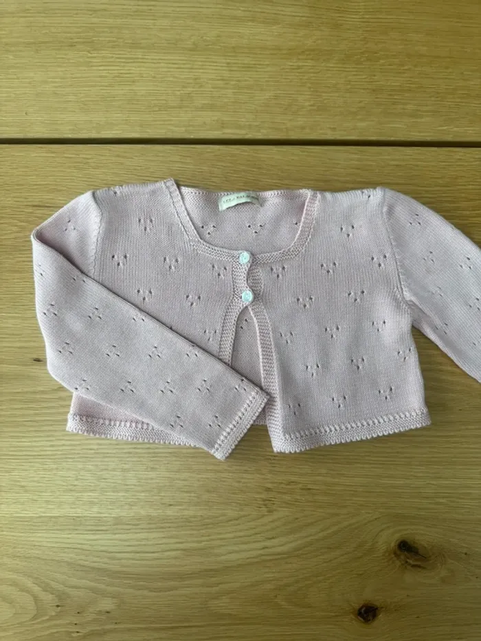 Gilet court ML rose tricoté en 100% coton - Taille 3 Ans - photo numéro 5