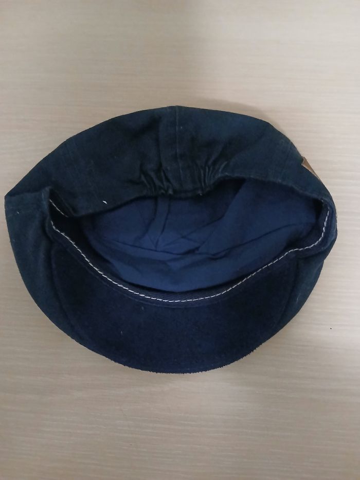 Beret bebe en coton bleu marine taille 9/12 mois tour de tete  44,5cm - photo numéro 5